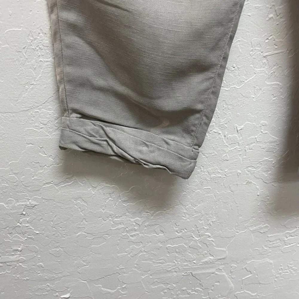 Wilfred Pants Womens 2 Cropped Cuffed Drawstring Lyocell Linen Gray‎ Button Fly